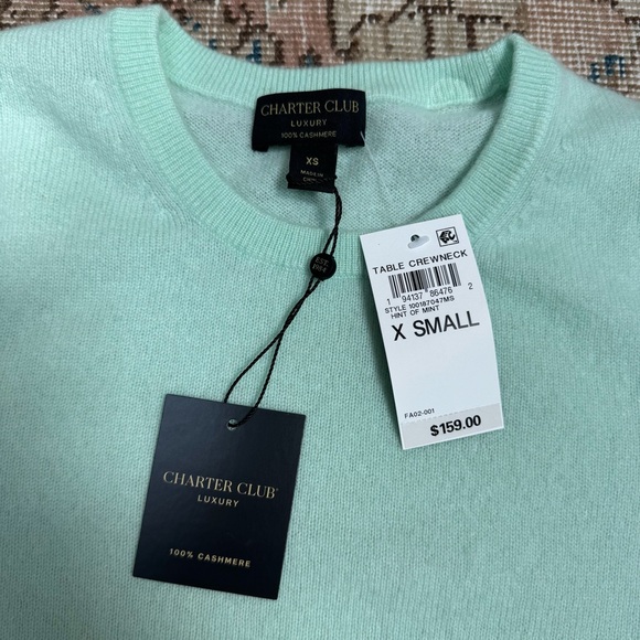 Charter Club Light Green Cashmere Sweater - Picture 3 of 4